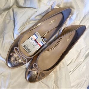 Mango flat shoes blush metalic rose